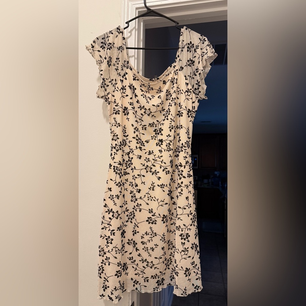 Floral Cream and Black Dress